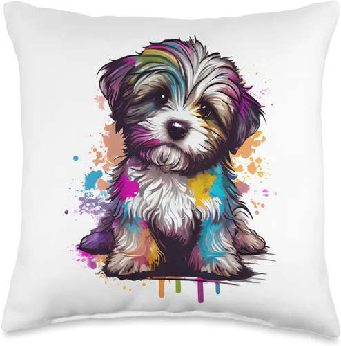 Havanese Bolonka Zwetna Shih Tzu Lhasa Apso Bichon Havanese Bolonka Zwetna Shih Tzu Lhasa Apso Splashs, almohada de 16 x 16 pulgadas, multicolor