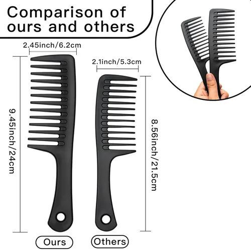 Miniatura 6 de Peine de dientes anchos, peine grande desenredante para mujeres y hombres, cepillo de peinado duradero para cabello rizado, largo y húmedo - Cuidado