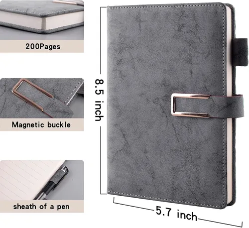 Miniatura 2 de Cuaderno rayado, diario de escritura a rayas con lazo para bolígrafo, bloc de notas diario encuadernado para hombres y mujeres, 196 páginas