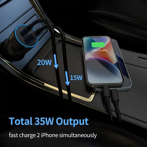 Miniatura 3 de Cargador rápido USB C de 35 W para automóvil [certificado Apple MFi] para iPhone 14 Pro/14 Pro Max/14 Plus, iPhone 13/12/11/Mini/XS/XR/8/SE, iPad