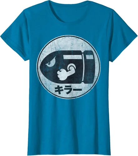 Miniatura 62 de Super Mario Camiseta con logotipo de Bullet Bill Distressed en Kanji