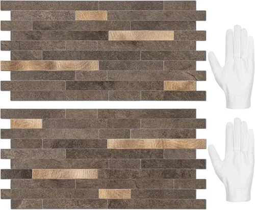 Miniatura 26 de STICKGOO 2 Hojas de Azulejos Adhesivos Despegables para Salpicadero, Azulejos Adhesivos para Salpicadero de Cocina y Baño, Aspecto de Madera Negro