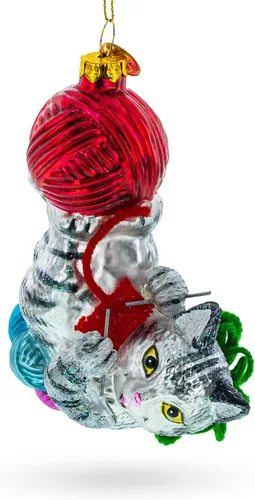 Miniatura 3 de Gatito enredado en bolas de hilo de cristal adorno de Navidad