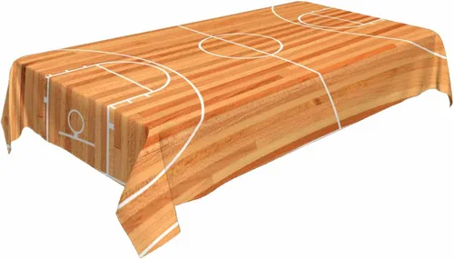 Miniatura 4 de Mantel rectangular decorativo para cancha de baloncesto, parquet para interiores de cancha de poliéster, para cocina, comedor, barbacoa, picnic