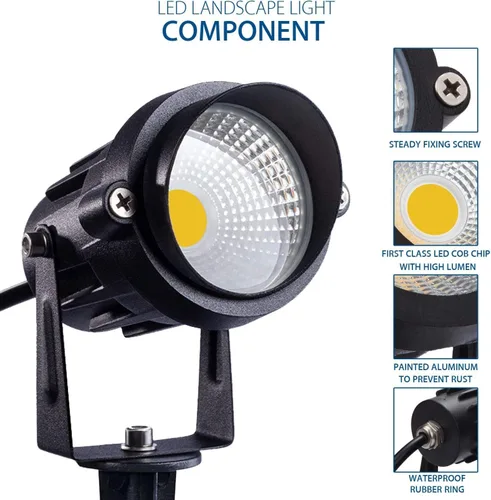 Miniatura 2 de Foco de paisaje de 5 W AC120V con soporte y base de pinchos, LED COB blanco cálido para decoración de césped, jardín, lámpara de iluminación al aire