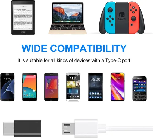 Miniatura 2 de Paquete de 4 adaptadores micro USB a USB C, adaptador Micro-USB hembra a USB-C macho OTG compatible con Samsung Galaxy S10 S9 S8 Plus Note 9 8