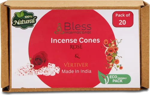 Miniatura 7 de Bless International Rose and Vertiver 100% - Conos de incienso naturales hechos a mano sumergidos a mano orgánicos sin productos químicos