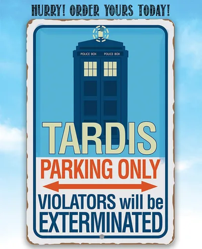 Miniatura 5 de Letrero de metal – Tardis Parking Only – Letrero de metal duradero – Uso en interiores y exteriores – Es una gran decoración para el hogar y regalo