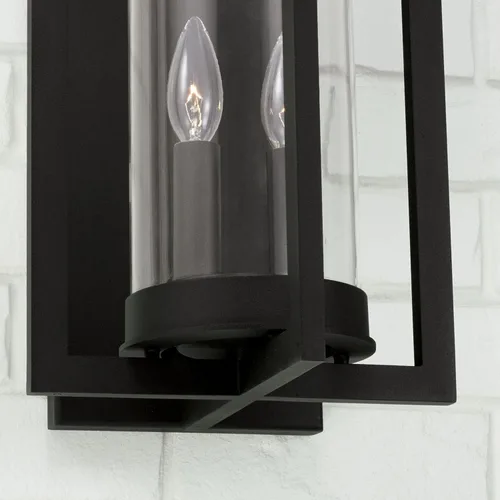 Miniatura 5 de Capital Lighting 948211BK Kent - Linterna de pared moderna con cilindro de vidrio transparente de línea vertical para exteriores, 1 luz de 60