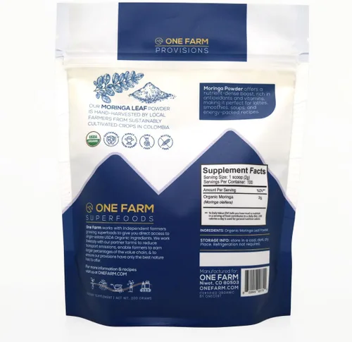 Miniatura 5 de Moringa orgánica en polvo, moringa colombiana recién molida, orgánica USDA, sin OMG, sin gluten, en una bolsa resellable para batidos, lattes