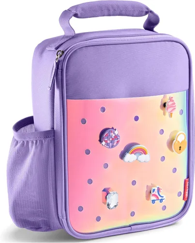 Miniatura 14 de Fit & Fresh Lonchera personalizable con dije para niños y niñas, lonchera infantil de fútbol con 6 dijes deportivos, bolsa de almuerzo reutilizable