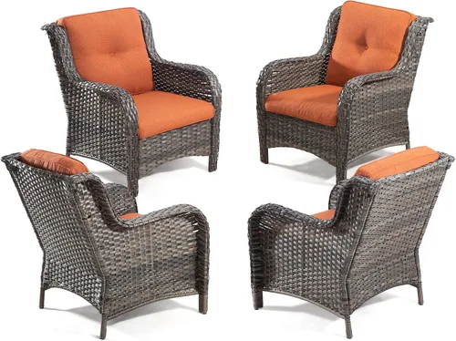 Miniatura 35 de Juego de 2 sillas de patio giratorias de 360 grados para exteriores y mesa auxiliar a juego – 3 sillas deslizantes de mimbre para patio con cojines