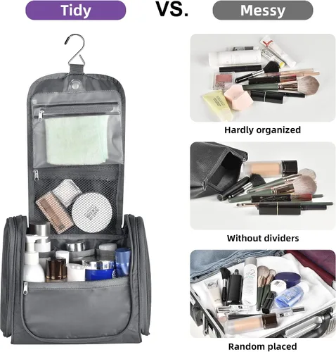 Miniatura 2 de JOMOLA Neceser colgante para hombres y mujeres, bolsa de maquillaje de viaje resistente al agua, bolsa organizadora de artículos de tocador de viaje