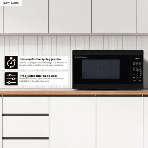 Miniatura 2 de Horno de microondas SHARP para mostrador con bandeja giratoria extraíble de 12.4", 1000 vatios, 1.1 pies cúbicos, color negro