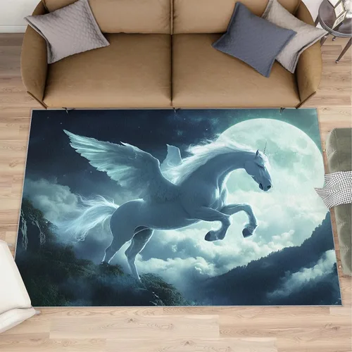 Miniatura 2 de Girl Horse Rugs for Bedroom, Horse Area Rug, Animal Rugs for Living Room, Indoor Non-Slip Rug, Machine Washable Carpet for Front Entrance Floor