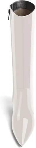 Miniatura 192 de AMBELIGHT Botas altas hasta la rodilla con cremallera y puntera puntiaguda para mujer, de patente sólida, tacón alto, 3.3 pulgadas