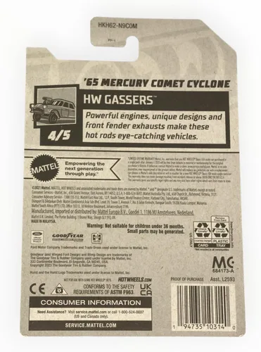 Miniatura 2 de Hot Wheels '65 Mercury Comet Cyclone, HW Gassers 4/5 [Negro] 199/250