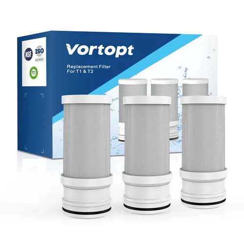 VORTOPT Reemplazo Certificado NSF para Filtro de Agua de Grifo T1-ACF/T2-ACF/T6-CTO, Vida Útil de 3-6 Meses, Reduce Cloro, Sabor y Olor Filtro T1/T2