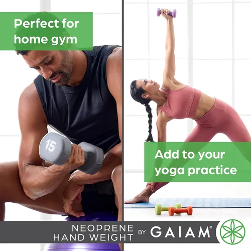Miniatura 6 de Gaiam Mancuerna para mano (se vende en una sola) – Mancuerna con revestimiento de neopreno para ejercicio y acondicionamiento físico en casa