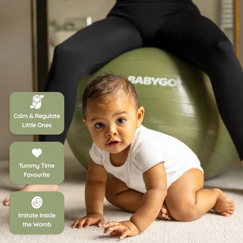 Miniatura 6 de BABYGO Pelota de Parto – Juego de pelota y libro de yoga para embarazo, trabajo de parto y ejercicio con enfoque en trimestres, fisioterapia de Oliva