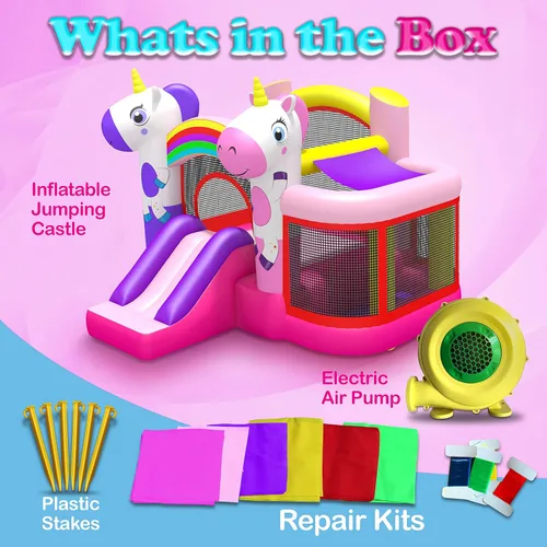 Miniatura 7 de SereneLife Castillo inflable de casa de rebote, casa de despedida de fiesta con tobogán, castillo para niños al aire libre o interior, tobogán
