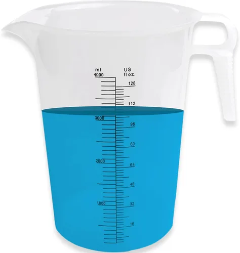 Miniatura 11 de ACCUPOUR 8 onzas (250 mL) jarra medidora, de plástico, multiusos - Excelente para productos químicos, aceite, piscina y césped - Incrementos