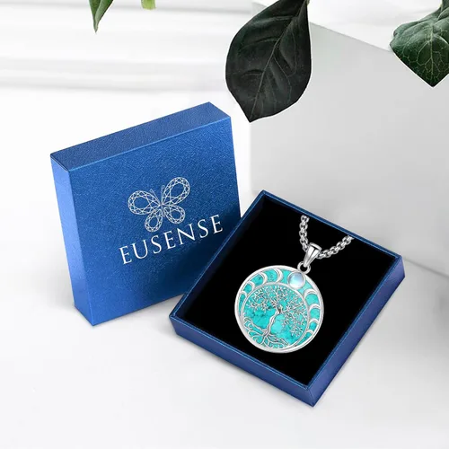 Miniatura 111 de Joyas de turquesa para mujeres y hombres de plata de ley 925 con colgante de urna para cenizas, collar con medallón de imagen, martillo de Thor