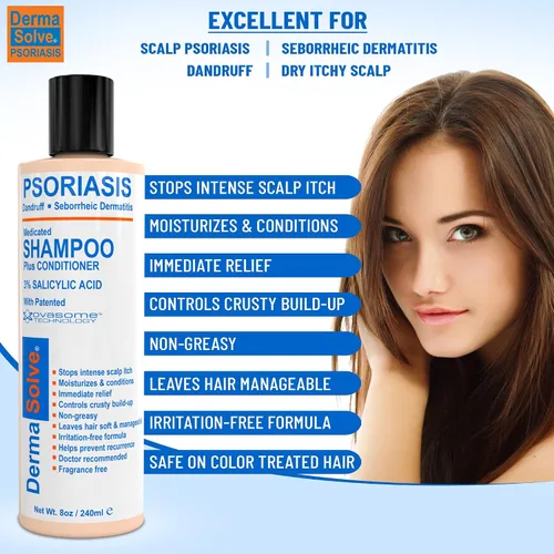 Miniatura 2 de DermaSolve - Champú y acondicionador médico libre de psoriasis del cuero cabelludo y caspa, tratamiento definitivo para la dermatitis seborreica