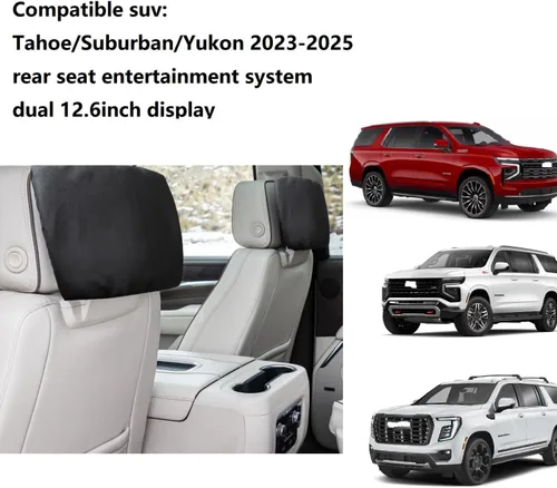 Miniatura 2 de Protectores de pantalla de cuero prémium para Chevy Tahoe/Suburban y GMC Yukon 2021-2025 Paquete de 2 fundas de lujo a prueba de golpes Diseño
