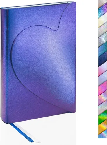 Miniatura 8 de Rainbow - Diario de tapa dura de poliuretano, con solapa magnética de corazón, holográfico, irregular, de cuero de grano craked de cuero, diario
