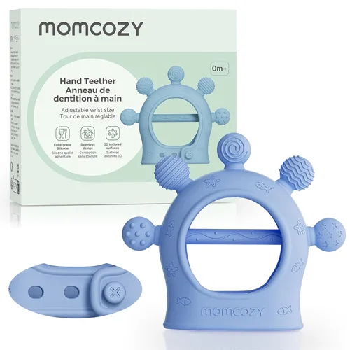 Momcozy Juguetes mordedores para bebés | Mordedor de silicona para 0-12 meses | Alivio de la dentición del bebé | Azul