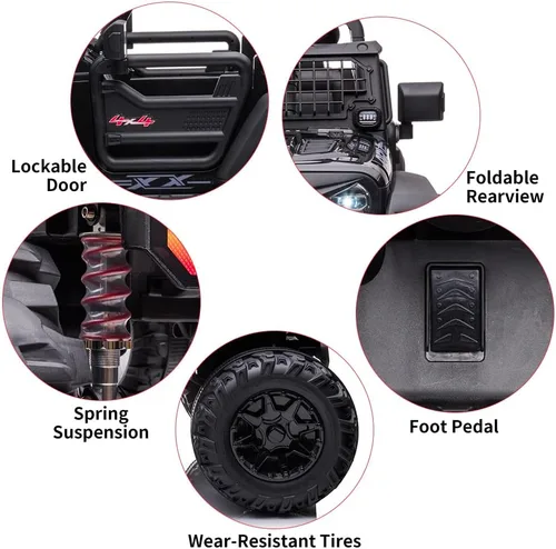 Miniatura 3 de Camión de paseo para niños de 24 V y 2 plazas con control remoto, asiento grande de 20 pulgadas + ruedas de 15.5 pulgadas, vehículo eléctrico