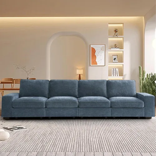 Miniatura 39 de TEKAMON Sofá Modular de 100" con Almacenamiento en los Asientos, Cómodo Sofá de Tela Chenilla de 3 Plazas para Sala de Estar, Oficina, Apartamento