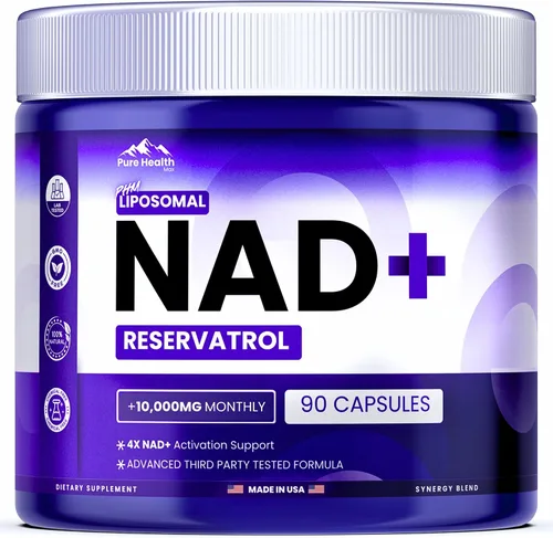 PURE HEALTH MAX Suplemento de resveratrol PHM NAD - Suplementos liposomales NAD+ para hombres y mujeres | Alternativa NMN y NMNH | 90 cápsulas,
