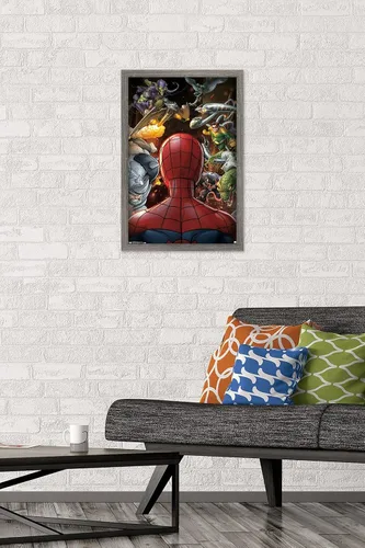 Miniatura 2 de Trends International Marvel Comics - Póster de pared de Spider-Man - Villains, 14.725 x 22.375 pulgadas, versión enmarcada de madera de granero