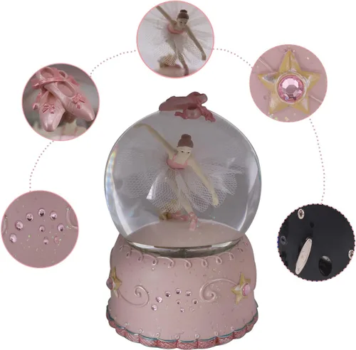 Miniatura 5 de Caja de Música de El Lago de los Cisnes con Bailarina, Luces que Cambian de Color, Bailarina Bailando Pintada a Mano, Globo de Nieve para Ballet
