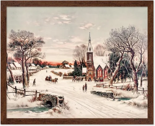 Miniatura 14 de Poster Master Impresión de pintura vintage de árbol de Navidad, póster retro de vacaciones, arte de invierno, diseño abstracto melancólico de pared
