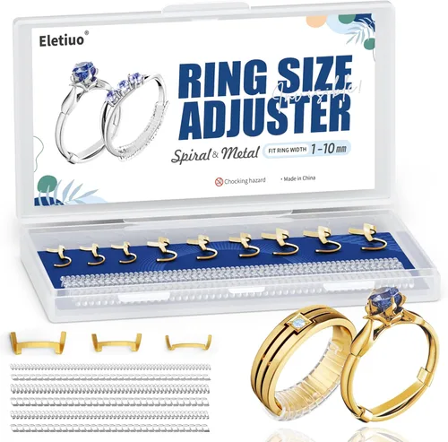 Miniatura 10 de Paquete de 15 ajustadores y reductores de tamaño de anillo, juego de medidores invisibles para anillos sueltos, 2 estilos, 6 tamaños en espiral y 3