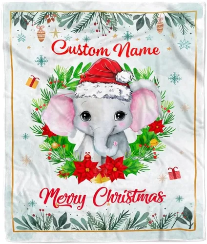 Miniatura 24 de Manta de bebé personalizada con nombre, linda flor de elefante, recién nacido, niña, niños, hija, multicolor 507