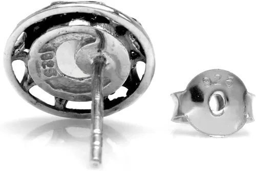 Miniatura 3 de Silvershake Pendientes de tuerca de filigrana de plata de ley 925 con piedra lunar natural, Plata de ley, Piedra de luna