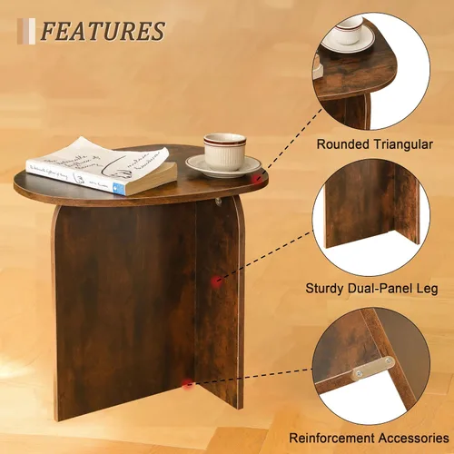 Miniatura 5 de AWASEN Mesa auxiliar, pequeña mesa auxiliar triangular para sala de estar, mesa decorativa moderna con mesa única, mini mesita de noche para Marrón