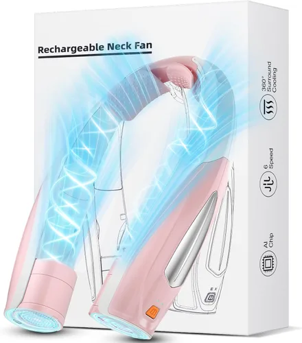 Miniatura 14 de Hionly Ventilador de cuello AI, ventilador personal portátil ajustable de 6 velocidades, recargable, batería de 6000 mAh de enfriamiento más rápido