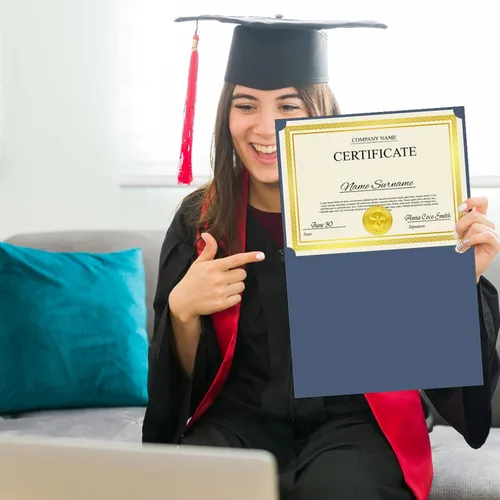 Miniatura 6 de Epakh El kit de certificado de 72 piezas incluye 24 titulares de certificados y 24 papeles, 24 calcomanías de sellos de premio, cubiertas de Azul