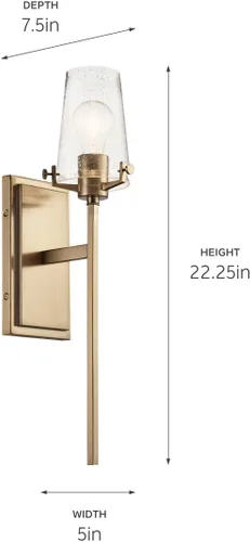 Miniatura 10 de Kichler, Aplique de pared Alton de 22.25 pulgadas con 1 luz, vidrio esmerilado transparente en bronce champán para pasillo, entrada, baño y tocador