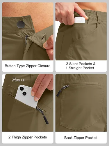 Miniatura 4 de Pudolla Men's Hiking Pants Waterproof Travel Cargo Pants with 7 Pockets Stretch for Golf Fishing Climbing