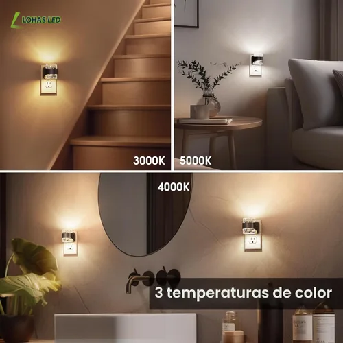 Miniatura 7 de L LOHAS LED Luz nocturna, luces nocturnas de burbujas enchufables a la pared, 3000 K/4000 k/5000 K, luz nocturna de temperatura de color ajustable