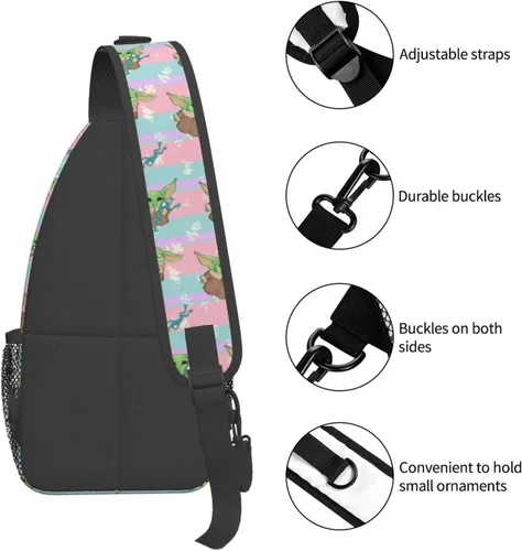 Miniatura 3 de Bolso bandolera para hombres y mujeres, mochila cruzada de dibujos animados de anime con llavero multiusos bolsa cruzada en el pecho