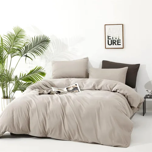 Miniatura 3 de Wellboo Edredones Beige Caqui California King Boho Avena Ropa de Cama Edredón Algodón Liso Beige Café Mantas Cálidas Mujeres Hombres Moderno Gris