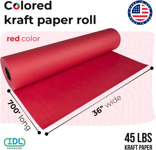 Miniatura 2 de Rollo jumbo de papel kraft verde de 36 x 8640 pulgadas (720 pies) – Rollo de papel artesanal hecho en Estados Unidos de 50 libras de grosor – Papel
