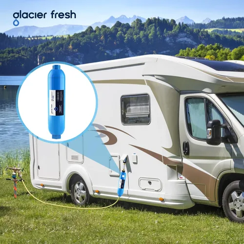 Miniatura 7 de GLACIER FRESH Filtro de agua RV/Marine con 2 protectores de manguera flexibles, reduce en gran medida el mal sabor, olores, cloro y sedimentos
